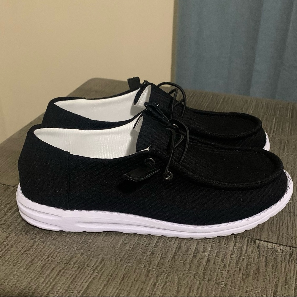 SHEIN Classic Black Loafers with White Soles